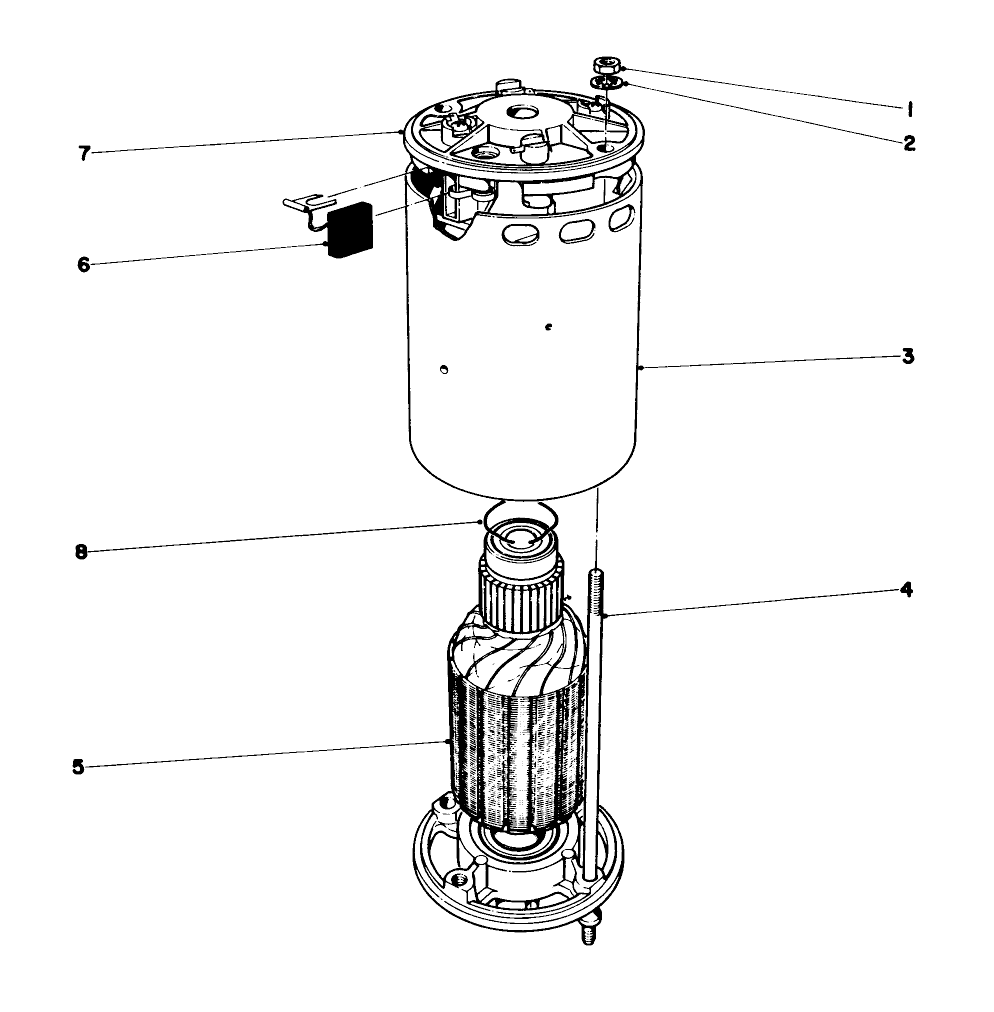 Electric Motor Diagram and Parts List for 16050 2000001 - 2999999 Toro Lawn Mower