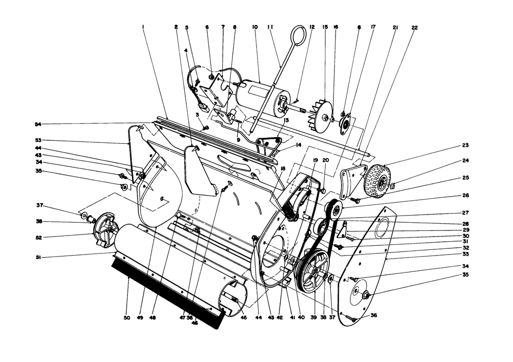 Lower Main Frame Assembly Diagram and Parts List for 38000 5000001 - 5999999 Toro Snow Blower