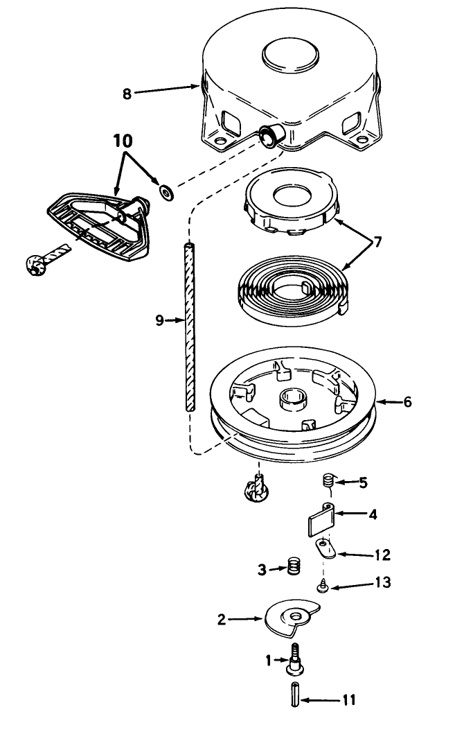 Rewind Starter No. 590576 (5 And 7 H.P. Snowthrower Model Nos. 38040 And 38050) Diagram and Parts List for 38050 5000001 - 5999999 Toro Snow Blower
