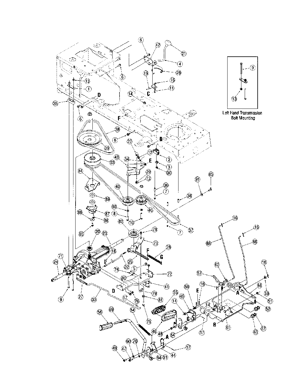 Transmission Diagram and Parts List for LX420  Toro Lawn Tractor