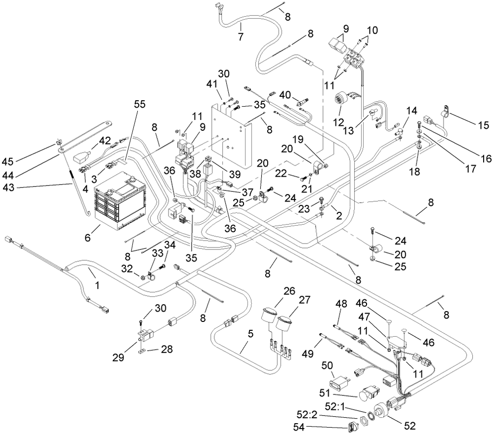 Electrical Assembly Diagram and Parts List for 74269 (270000001-270000300)(2007) Toro Lawn Mower