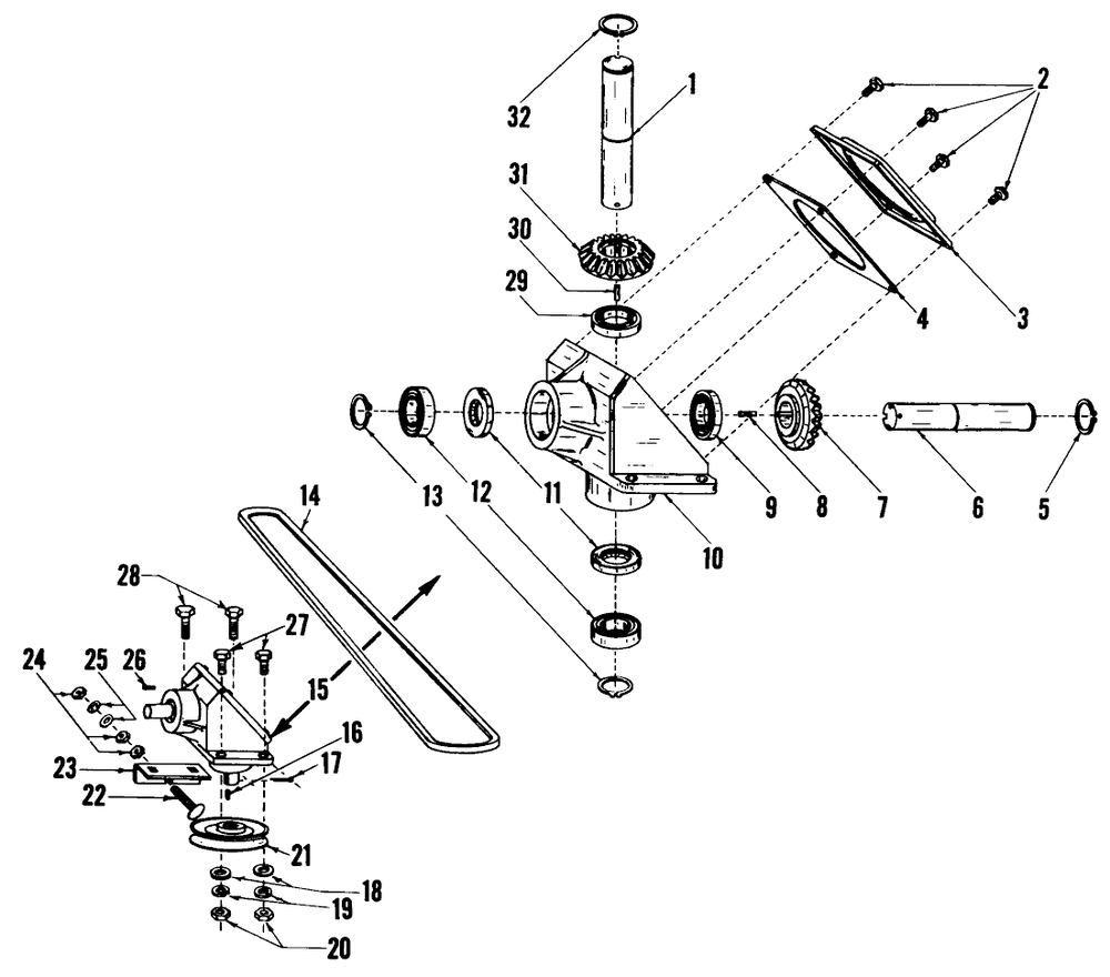 Gear Box Assembly Diagram and Parts List for 59031 8000001 - 8999999 Toro Snow Blower