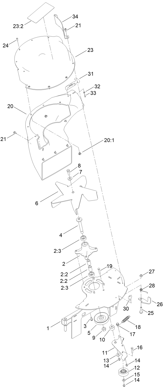 Blower Assembly No. 140-5032 Diagram and Parts List for 79347 400000000 - 409999999 Toro Lawn Tractor