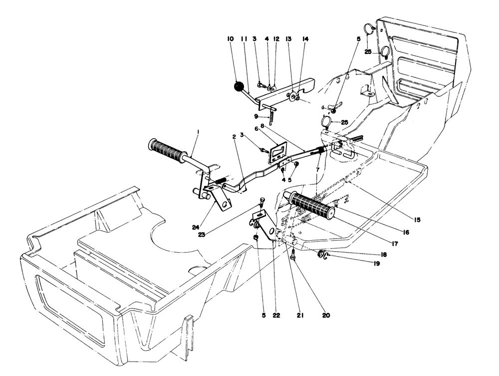 Brake & Clutch Pedal Assembly Diagram and Parts List for 57305 8000001 - 8999999 Toro Lawn Tractor