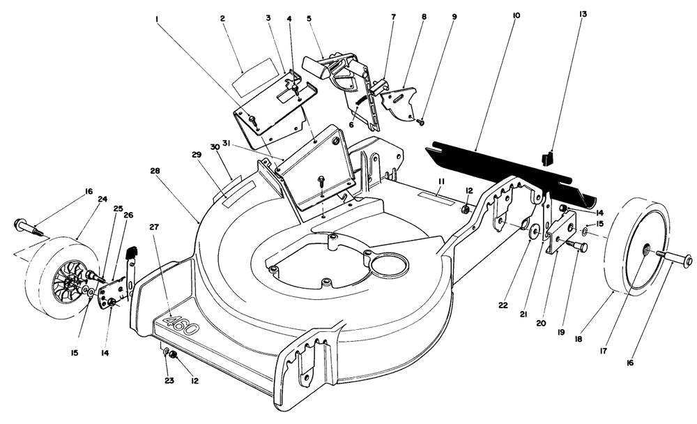 Housing Assembly Diagram and Parts List for 20762C 5000001 - 5999999 Toro Lawn Mower