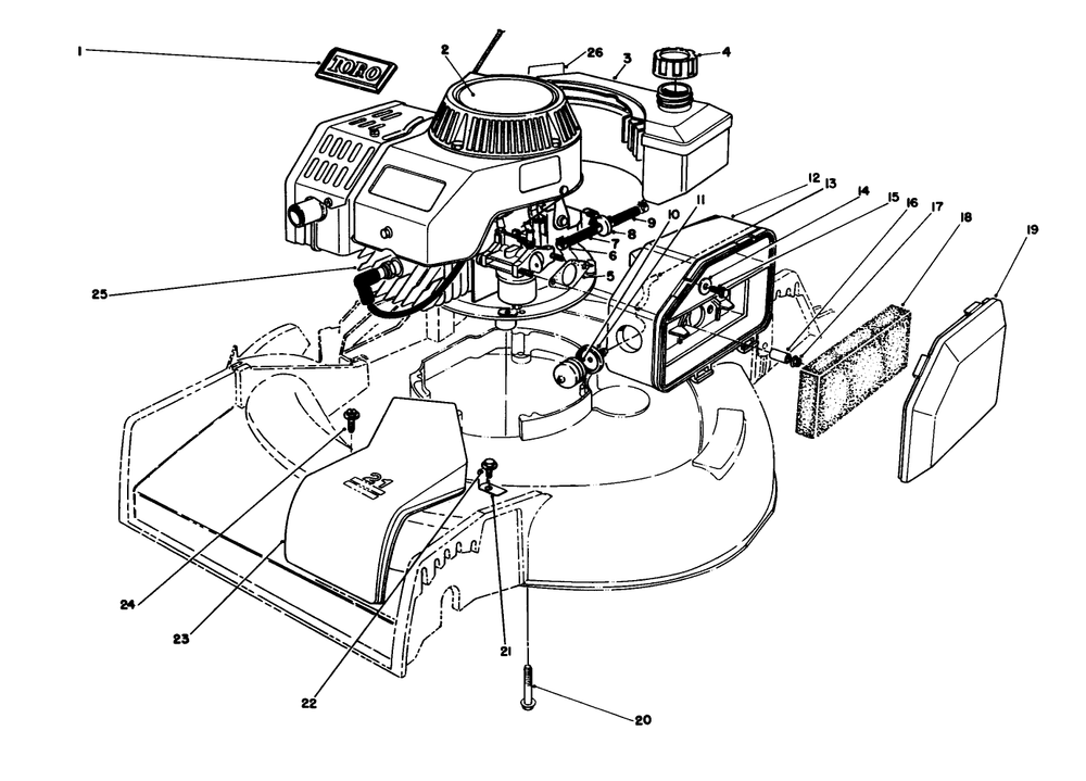 Engine Assembly Diagram and Parts List for 16212B 2000001 - 2999999 Toro Lawn Mower