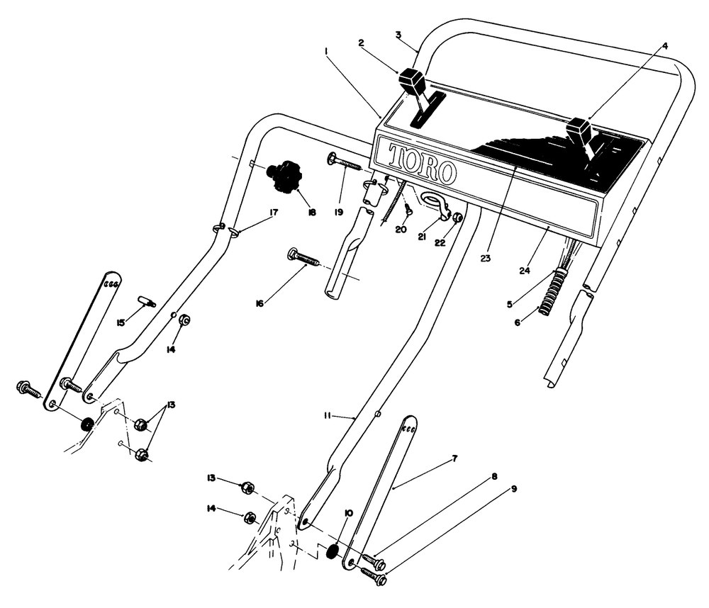 Handle Assembly Diagram and Parts List for 20692C 9000001 - 9999999 Toro Lawn Mower