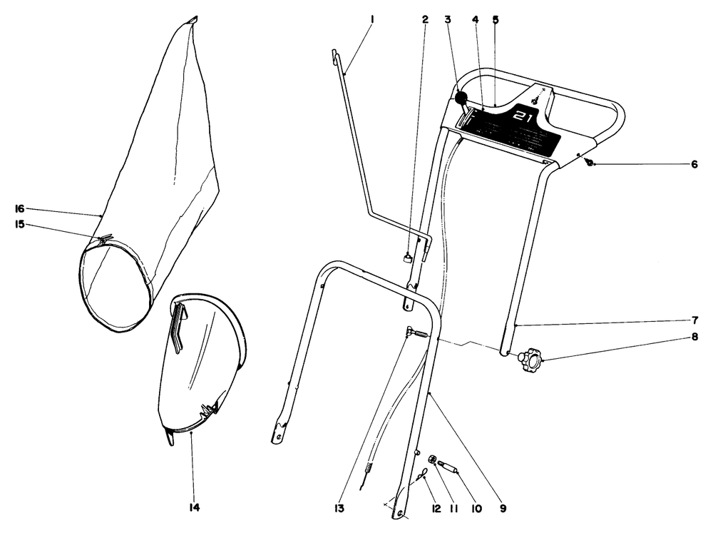 Handle Assembly Model No. 19271 Diagram and Parts List for 19271 1000001 - 1999999 Toro Lawn Mower