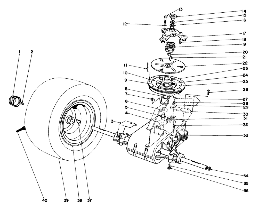 Transaxle & Clutch Assembly Diagram and Parts List for 57357 3000001 - 3999999 Toro Lawn Tractor
