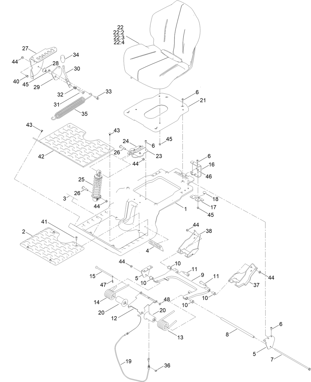 Seat Pan Assembly Diagram and Parts List for 76511 418000000 - 418311639 Toro Lawn Tractor