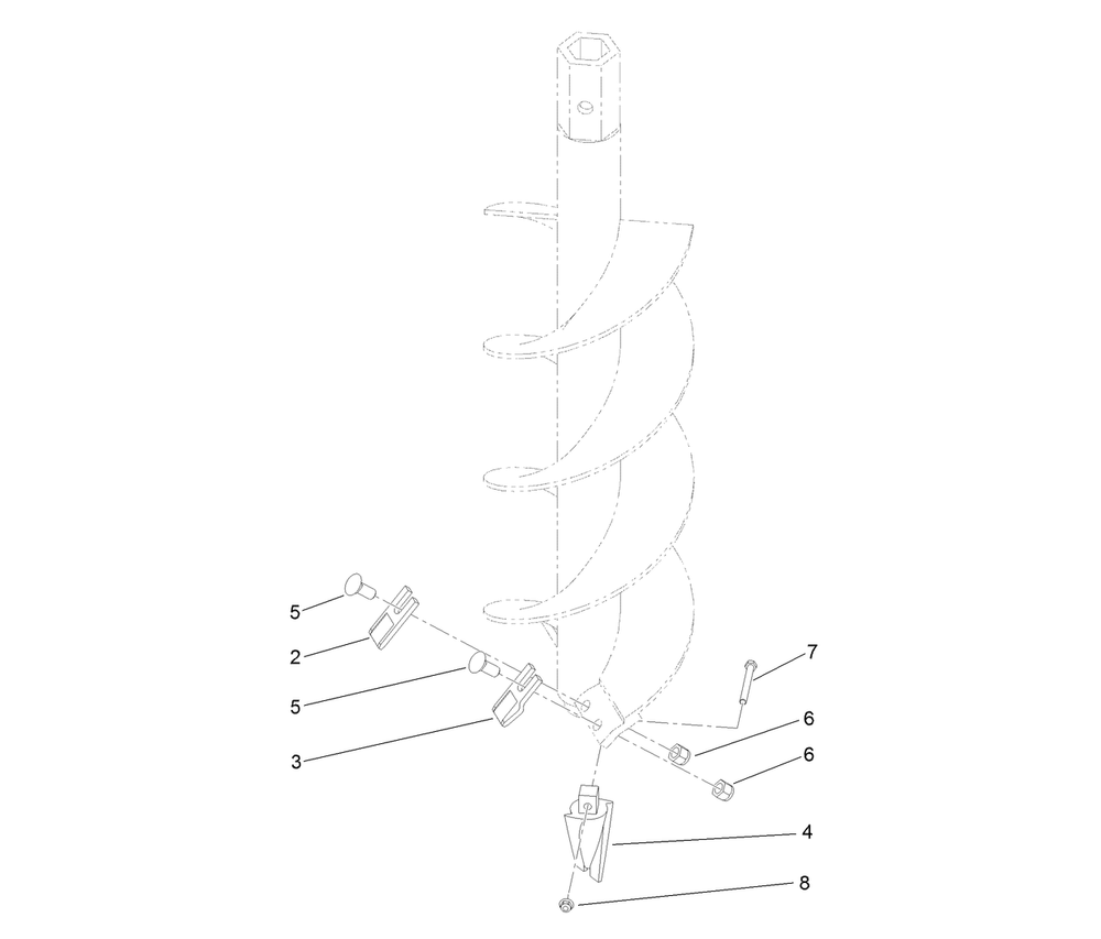 12 Inch Standard Auger Bit Assembly Diagram and Parts List for 22554  Toro Auger