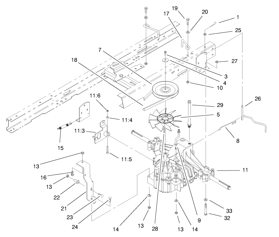 Transaxle Assembly Diagram and Parts List for 71196 8900001 - 8999999 Toro Lawn Tractor