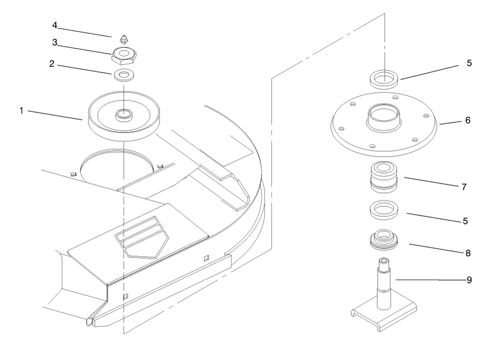 Spindle Outer Diagram and Parts List for 74208 890001 - 899999 Toro Lawn Mower