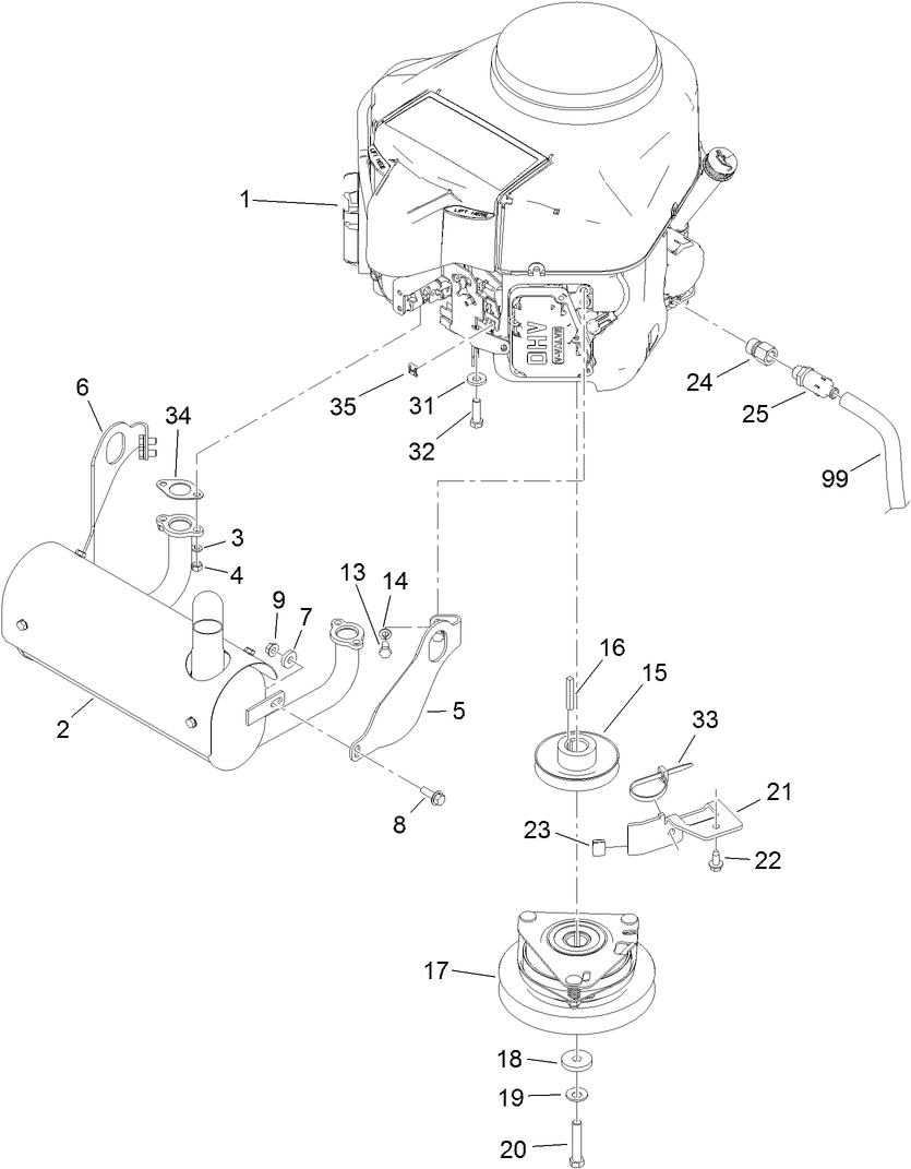 Engine Assembly Diagram and Parts List for 79548 (312000001-312999999)(2012) Toro Lawn Mower