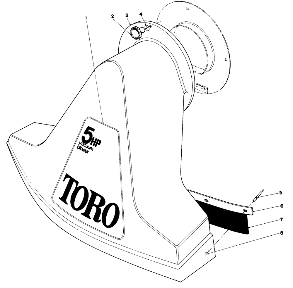 Snout Assembly (Models 62912 & 62923) Diagram and Parts List for 62923 9000001 - 9999999 Toro Leaf Blower / Vacuum
