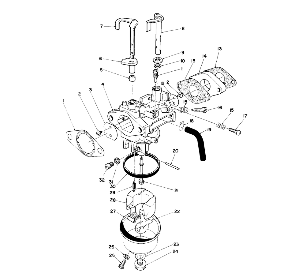 Carburetor Assembly (Engine No. Vmk9) Diagram and Parts List for 26625BG 0000001 - 0999999 Toro Lawn Mower