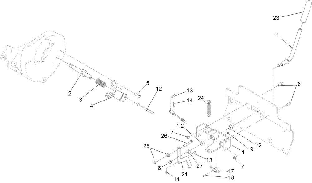 Brake Assembly Diagram and Parts List for 22327HD 400414000 - 401899999 Toro Lawn Tractor Accessories