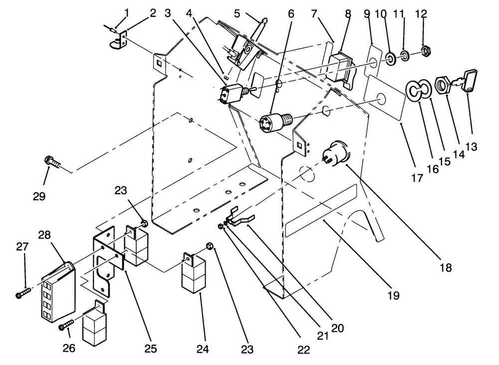 Dash Assembly Diagram and Parts List for 72040 3900001 - 3999999 Toro Lawn Tractor