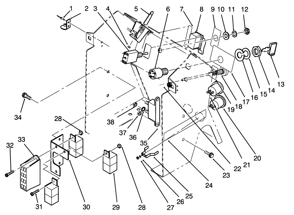 Dash Assembly Diagram and Parts List for 72081 3900001 - 3999999 Toro Lawn Tractor