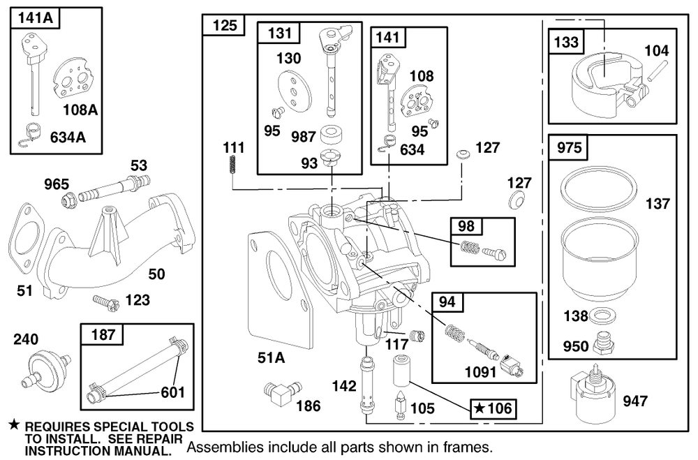 Engine Briggs & Stratton Model 28n777-1174-E1 Diagram and Parts List for 71198 9900001 - 9999999 Toro Lawn Tractor