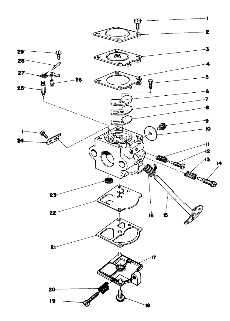 Carburetor Assembly Diagram and Parts List for 51608 4000001 - 4999999 Toro Trimmer