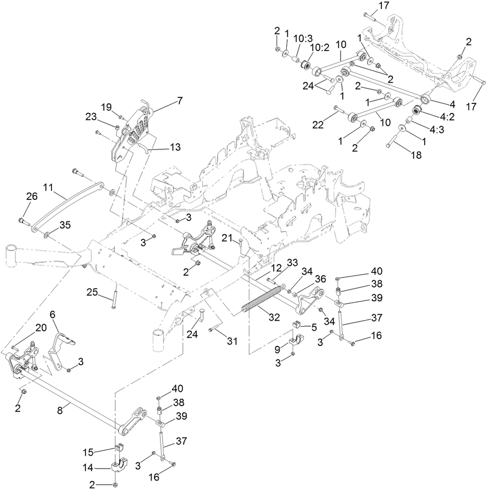 Deck Lift Assembly Diagram and Parts List for 74925TE (313000001-313999999)(2013) Toro Lawn Mower