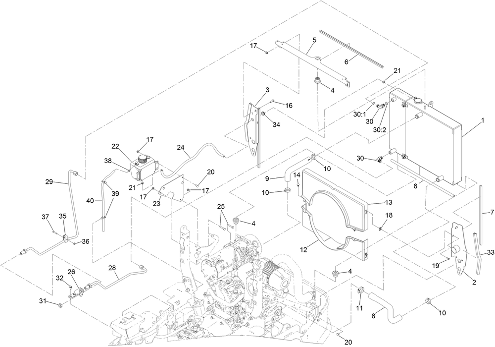 Cooling Assembly 2 Diagram and Parts List for 74096 400000000-403247446 Toro Lawn Tractor