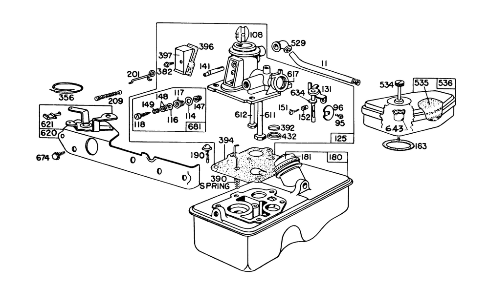 Briggs & Stratton Carburetor Assembly Model 92908-1842-01 For 21" Hand Propelled Model 16155 For 21" Self Propelled Model 16287 Diagram and Parts List for 16155 9000001 - 9999999 Toro Lawn Mower