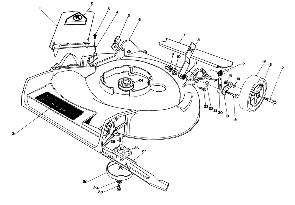 Housing Assembly Diagram and Parts List for 16770 3000001 - 3999999 Toro Lawn Mower