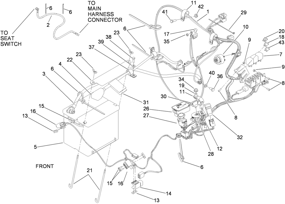 Electrical Assembly Diagram and Parts List for 74274 (290000001-290999999)(2009) Toro Lawn Mower