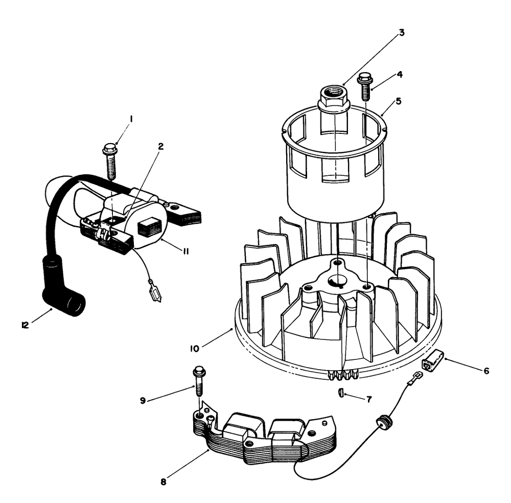 Magneto & Flywheel Assembly (Engine Model No. Vmg6, Vmh7 & Vmj8) Diagram and Parts List for 26624C 9000001 - 9999999 Toro Lawn Mower