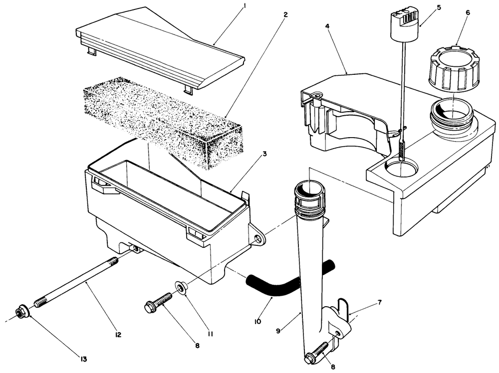 Air Cleaner & Fuel Tank Assembly (Engine Model No. Vmk9-2) Diagram and Parts List for 26621 0000001 - 0999999 Toro Lawn Mower