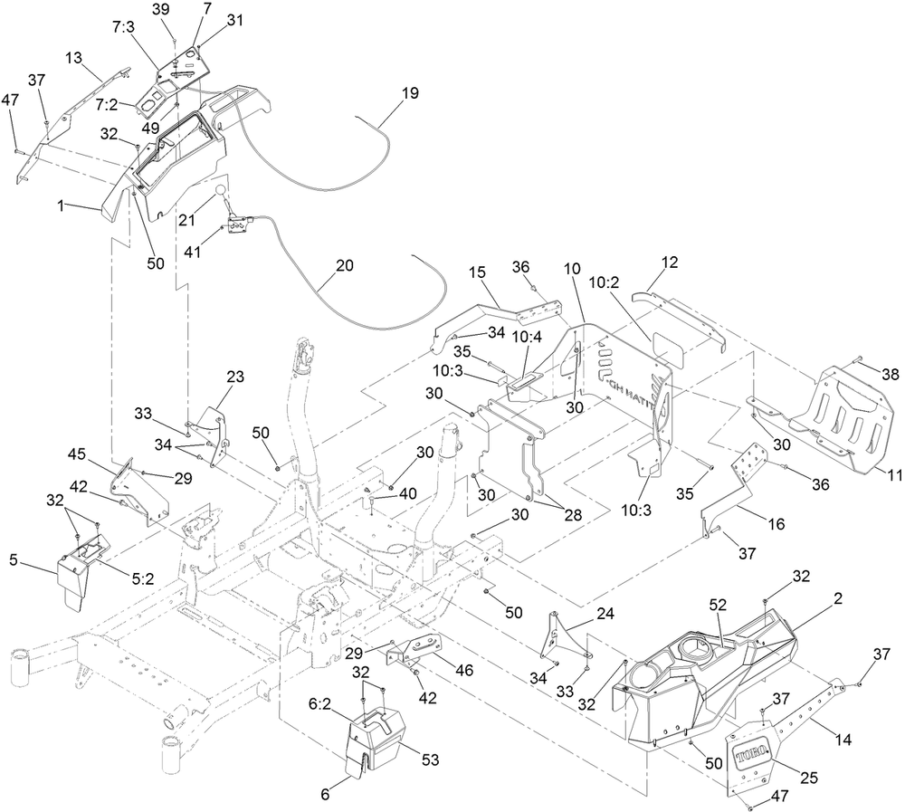 Control Console And Guard Assembly Diagram and Parts List for 74463 404315000-999999999 Toro Lawn Tractor
