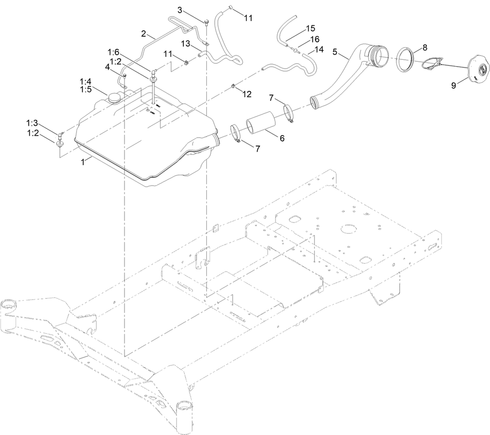 Fuel Assembly Diagram and Parts List for 76607 400000000 - 417419999 Toro Lawn Tractor
