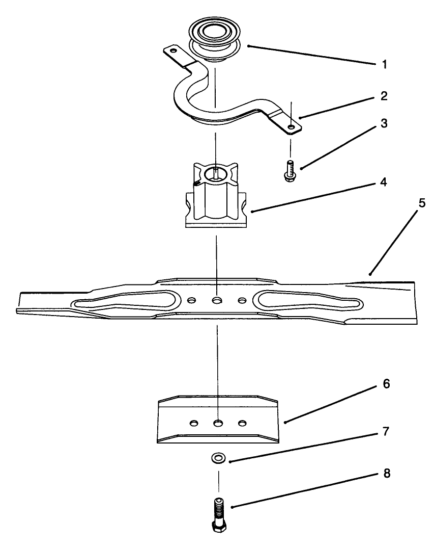 Blade Assembly Diagram and Parts List for 20808B 6900001 - 6999999 Toro Lawn Mower