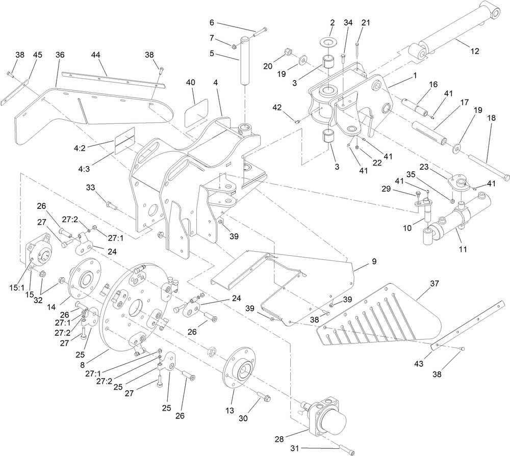 Frame And Cutter Wheel Assembly Diagram and Parts List for 23208HD 400000000 - 999999999 Toro Stump Grinder