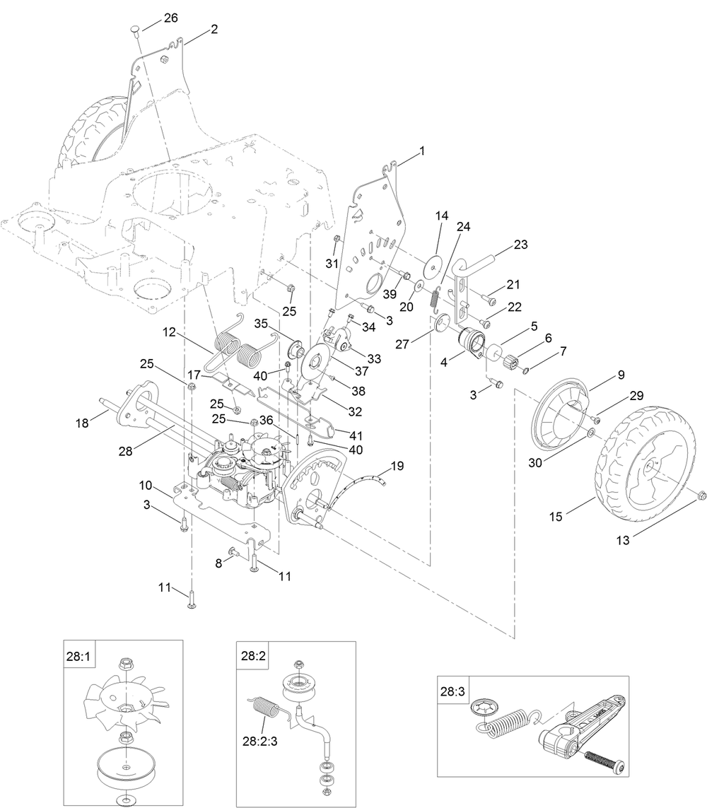 Traction And Height-Of-Cut Assembly Diagram and Parts List for 22225 400000000-407529999 Toro Lawn Mower