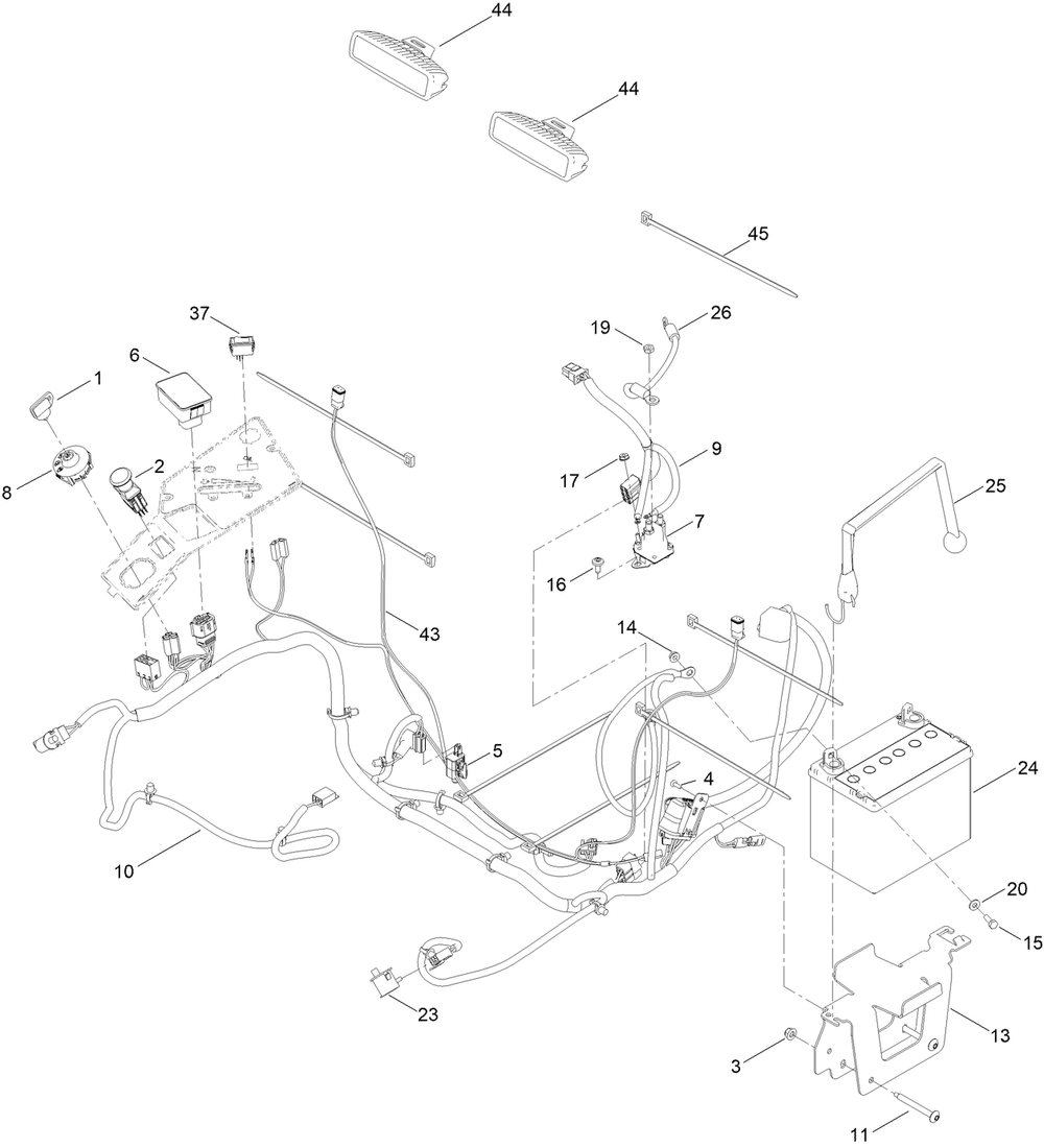 Electrical Assembly Diagram and Parts List for 76602 400000000 - 412999999 Toro Lawn Tractor