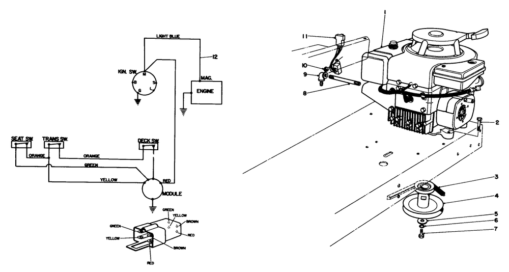 Engine Assembly Diagram and Parts List for 56138 3000001 - 3999999 Toro Lawn Tractor