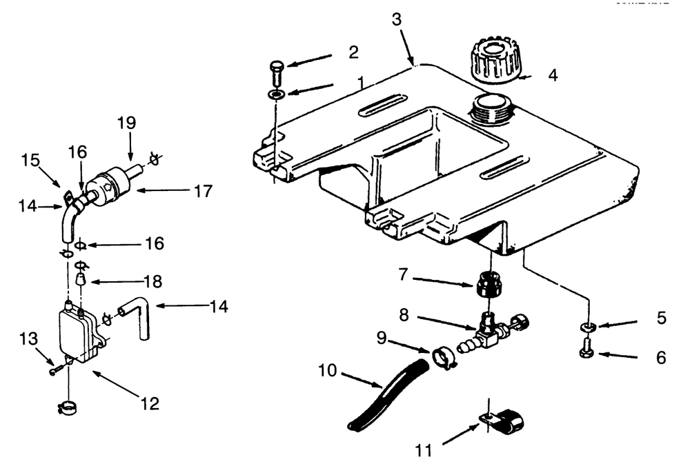 Fuel System Diagram and Parts List for 73420 3900001 - 3999999 Toro Lawn Tractor