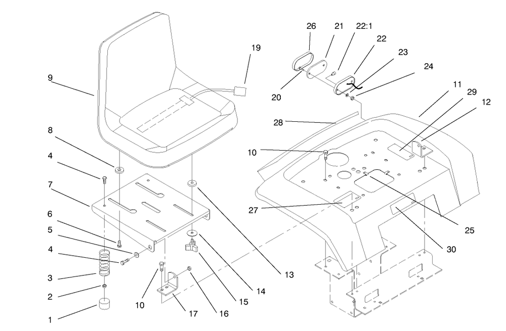 Fender, Seat & Tail Lights Diagram and Parts List for 73402 7900001 - 7999999 Toro Lawn Tractor