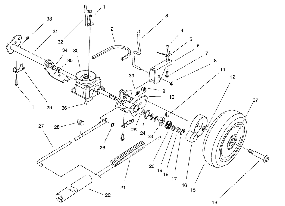 Rear Axle Assembly Diagram and Parts List for 20914 7900001 - 7999999 Toro Lawn Mower