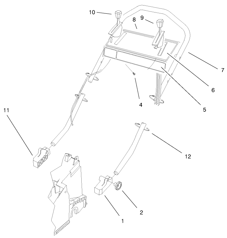 Handle Assembly Diagram and Parts List for 20490 8900001 - 8999999 Toro Lawn Mower