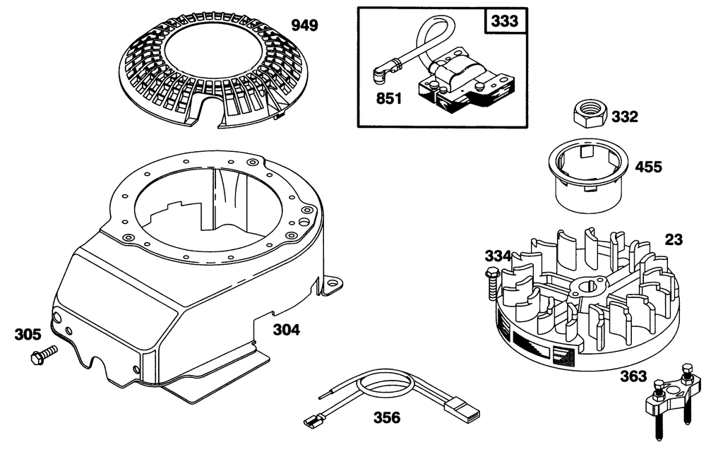 Engine Briggs & Stratton Model 127702-0645-01 Diagram and Parts List for 16401 6900001 - 6999999 Toro Lawn Mower