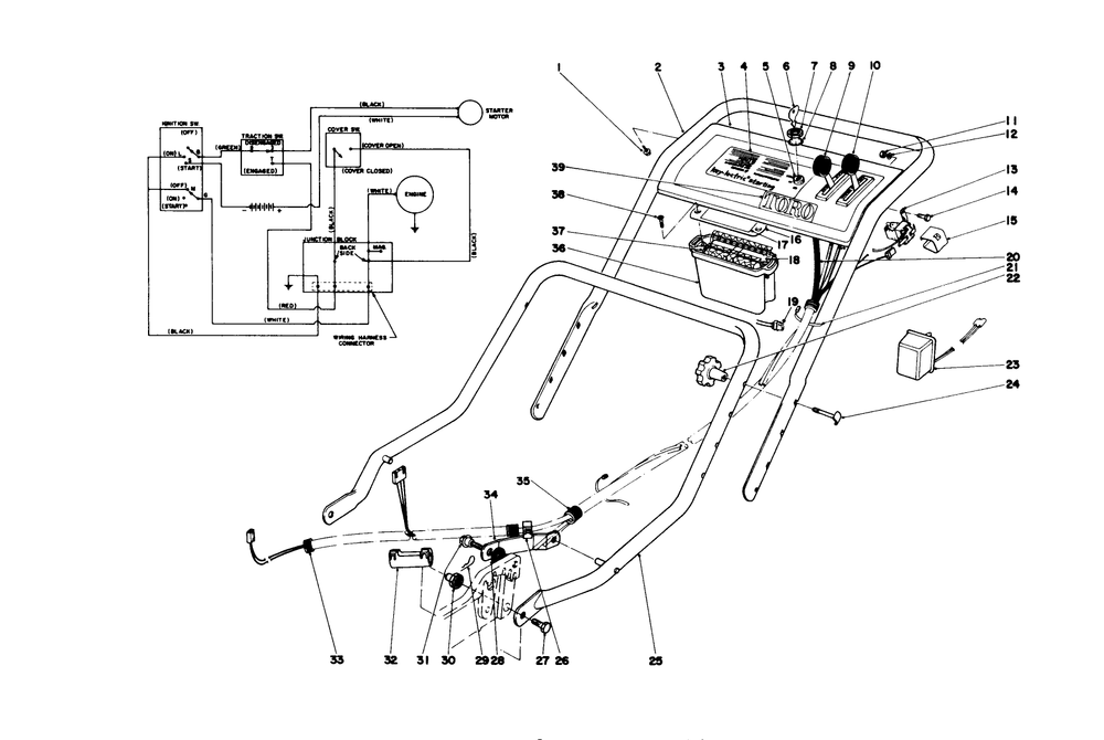 Handle Assembly (Model No. 20644 And 20657) Diagram and Parts List for 20644 7000001 - 7999999 Toro Lawn Mower