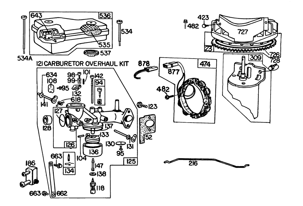 Engine Briggs & Stratton Model 252707-0177-01 (Model 57360) Diagram and Parts List for 57360 0000001 - 0999999 Toro Lawn Tractor