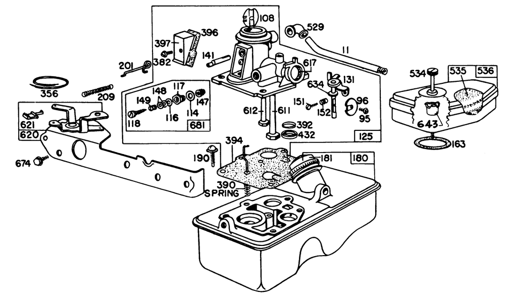 Briggs & Stratton Carburetor Assembly Model 92908-2053-01 Diagram and Parts List for 16310 2000001 - 2999999 Toro Lawn Mower