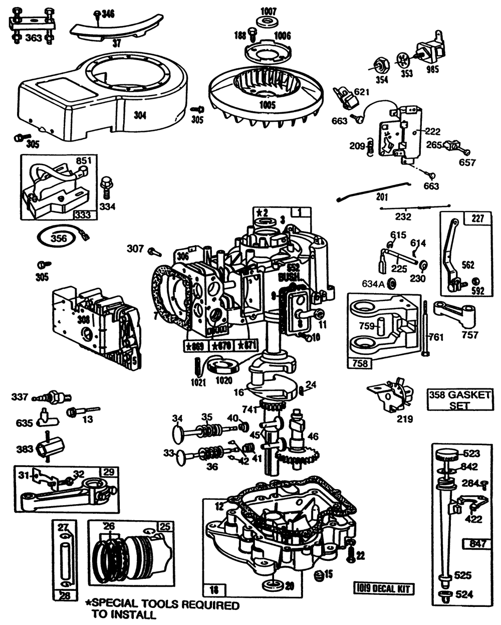 Briggs & Stratton Model No. 281706-0186-01 Diagram and Parts List for 30102 0000001 - 0999999 Toro Lawn Tractor Accessories