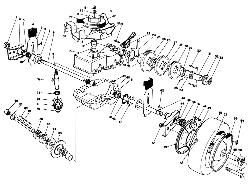 Gear Case Assembly Diagram and Parts List for 22151 2000001 - 2999999 Toro Lawn Mower
