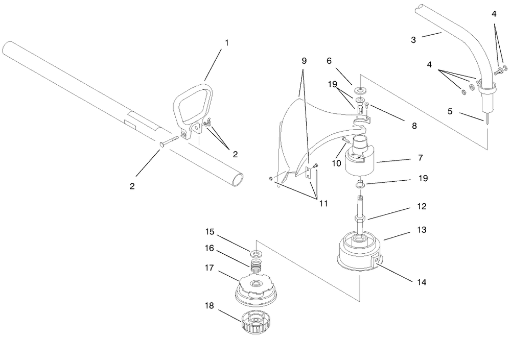 Shaft And Head Assembly Diagram and Parts List for 51450 790000001 - 799999999 Toro Trimmer